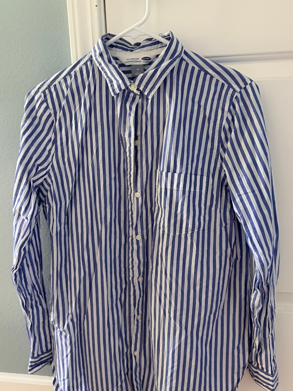 OLD NAVY Blue and White Striped Button-Down Shirt